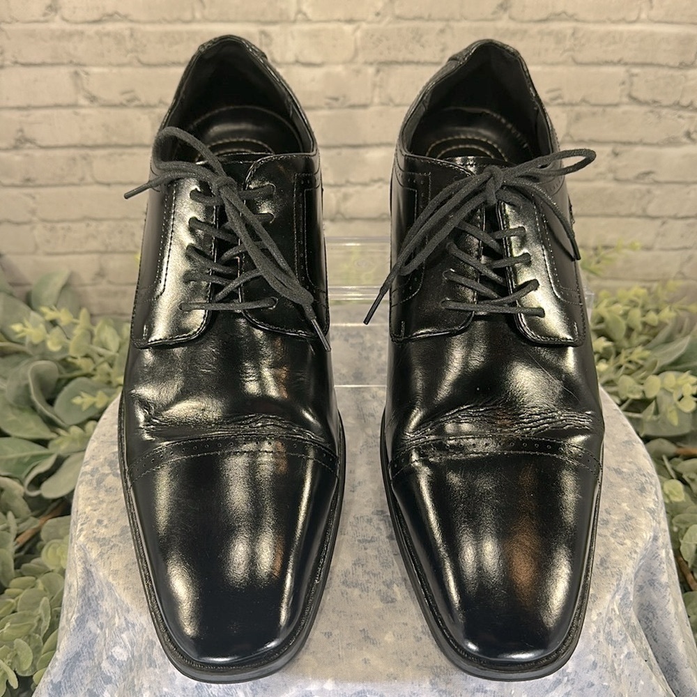 Stacy Adams - Black Leather Semi-Round Cap-Toe Dress Oxfords Mens 12M🖤VGUC - Picture 3 of 13